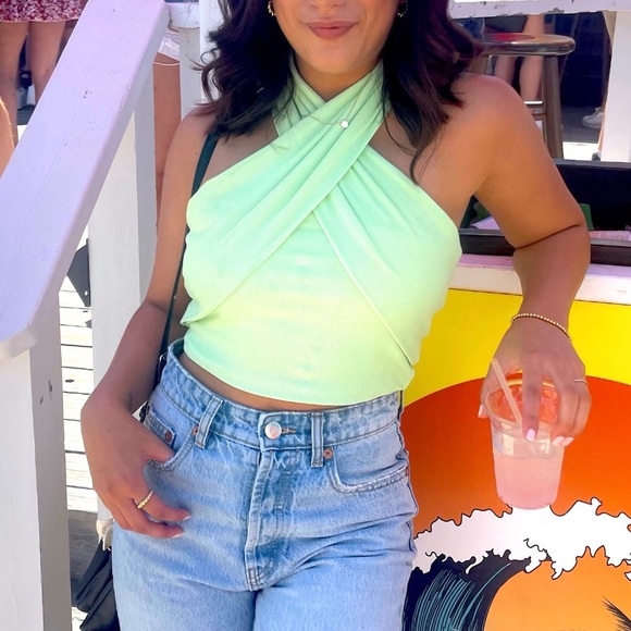 Amelie Green Wrap Halter Top Superdown Revolve - Picture 4 of 4